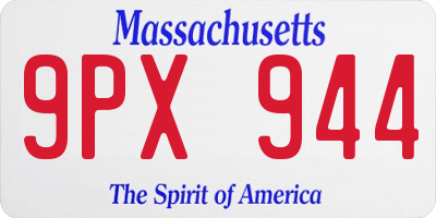 MA license plate 9PX944