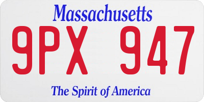 MA license plate 9PX947