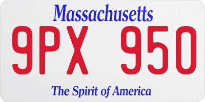 MA license plate 9PX950