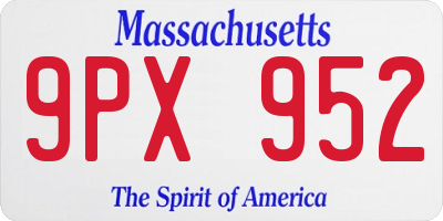 MA license plate 9PX952