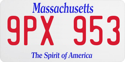 MA license plate 9PX953