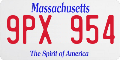 MA license plate 9PX954