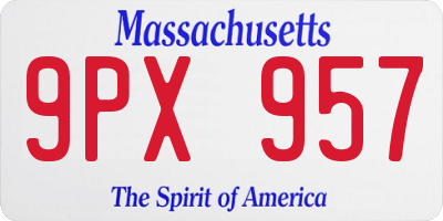 MA license plate 9PX957