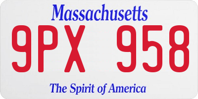 MA license plate 9PX958