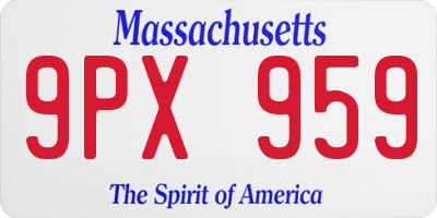 MA license plate 9PX959