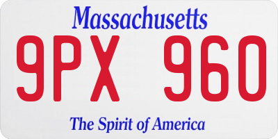 MA license plate 9PX960