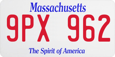 MA license plate 9PX962