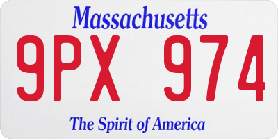 MA license plate 9PX974