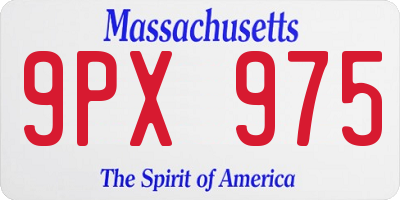 MA license plate 9PX975