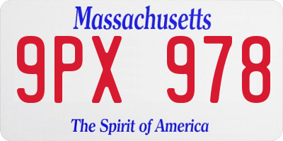 MA license plate 9PX978