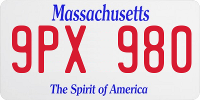 MA license plate 9PX980