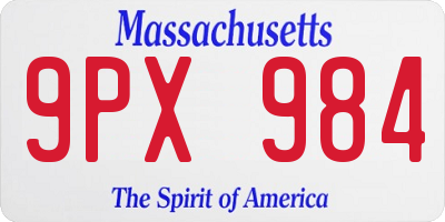 MA license plate 9PX984