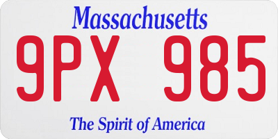 MA license plate 9PX985