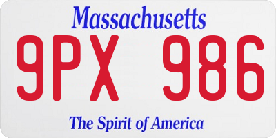 MA license plate 9PX986