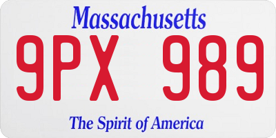 MA license plate 9PX989