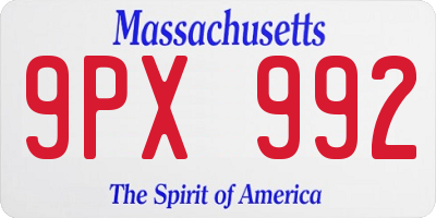 MA license plate 9PX992
