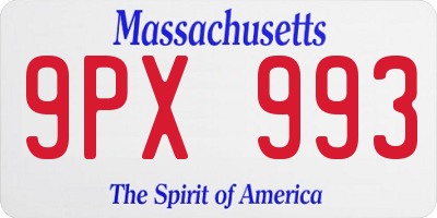 MA license plate 9PX993