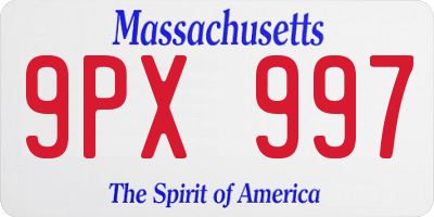 MA license plate 9PX997