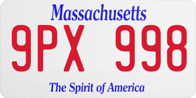 MA license plate 9PX998