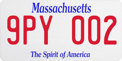 MA license plate 9PY002