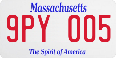 MA license plate 9PY005