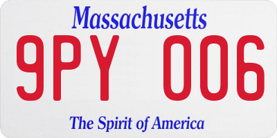MA license plate 9PY006