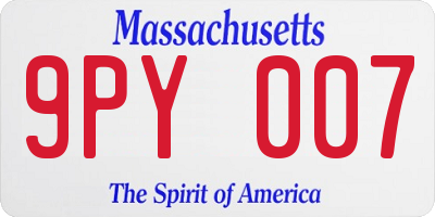 MA license plate 9PY007