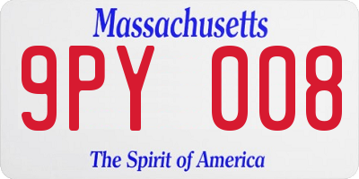 MA license plate 9PY008