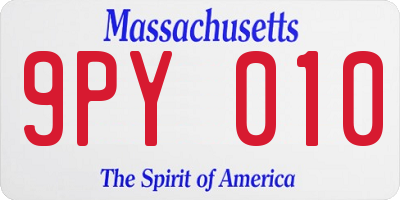 MA license plate 9PY010