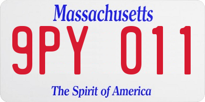 MA license plate 9PY011