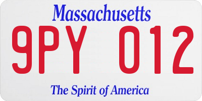 MA license plate 9PY012