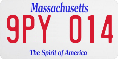 MA license plate 9PY014