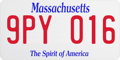 MA license plate 9PY016