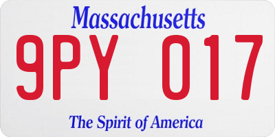 MA license plate 9PY017