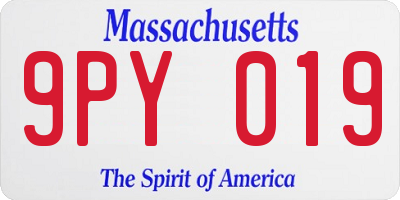 MA license plate 9PY019