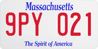 MA license plate 9PY021