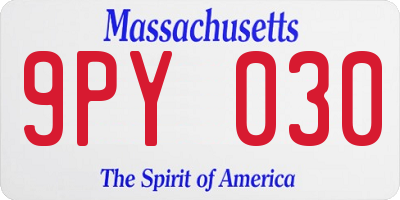MA license plate 9PY030