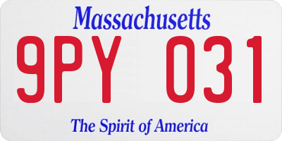 MA license plate 9PY031