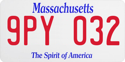 MA license plate 9PY032