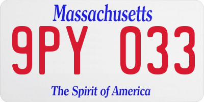 MA license plate 9PY033