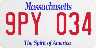 MA license plate 9PY034