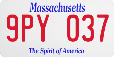 MA license plate 9PY037