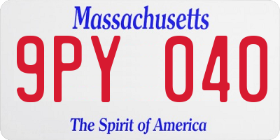 MA license plate 9PY040