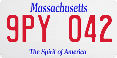 MA license plate 9PY042