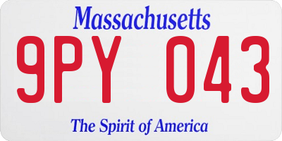 MA license plate 9PY043
