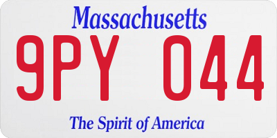 MA license plate 9PY044