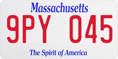 MA license plate 9PY045