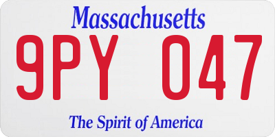 MA license plate 9PY047