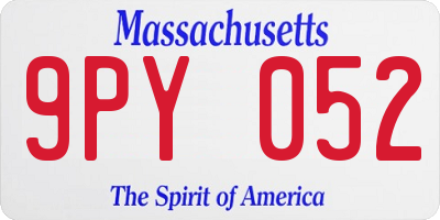 MA license plate 9PY052