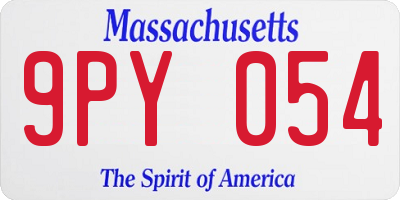 MA license plate 9PY054
